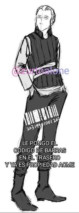 Boceto del personaje diseñado (por fin).

Le pongo el código de barras en el trasero y ya es propiedad ACME