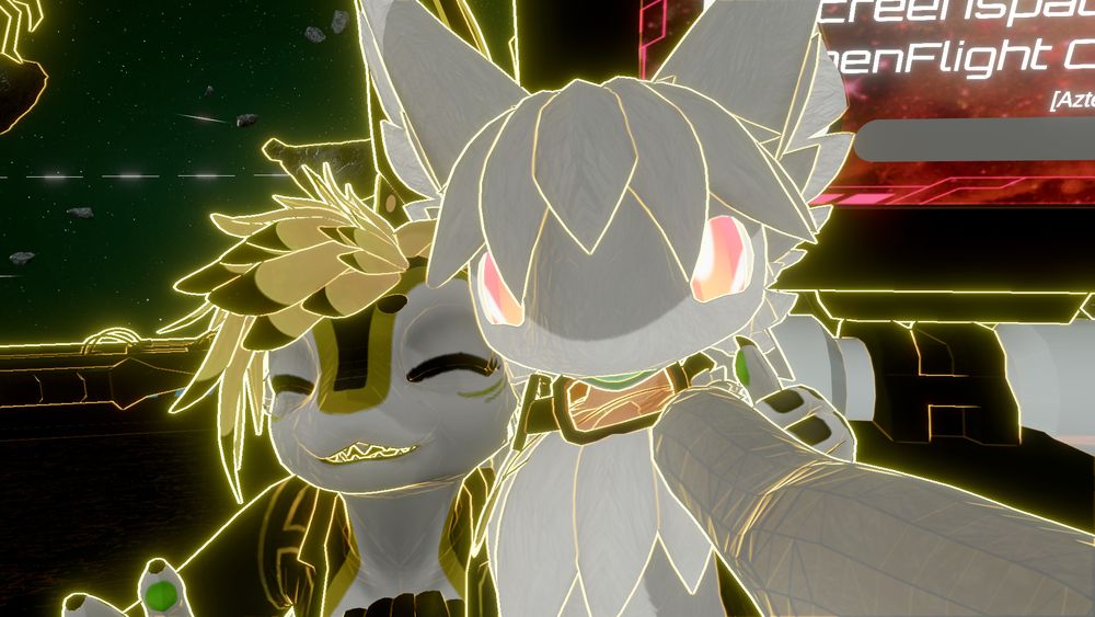 Najdorf taking a selfie with Atri leaning on his right shoulder (with yellow lighting effects).