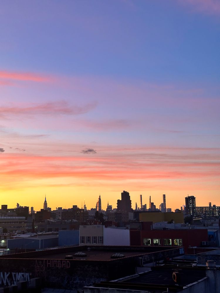 Manhattan skyline at sunset