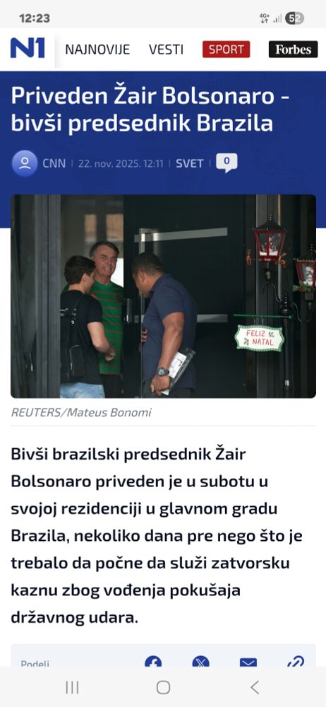 News title saying "Bolsonaro detained"