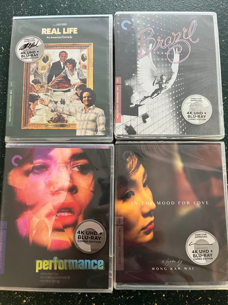 Covers of 4k/Blu-rays. REAL LIFE, BRAZIL, PERFORMANCE, IN THE MOOD FOR LOVE