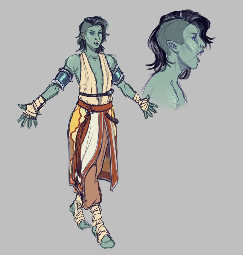 Full body of my Yuan-Ti character