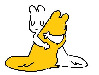 survivor and monk hugging