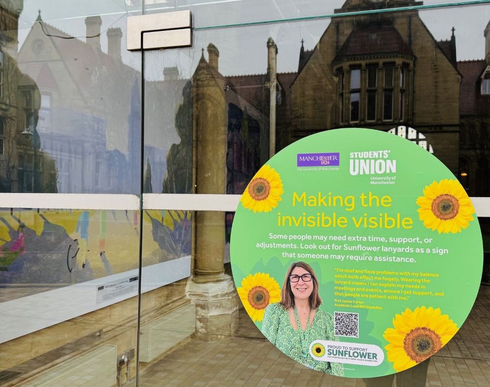 photo showing Making the Invisible Visible advert on university of Mcr campus.