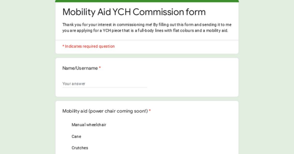 Mobility Aid YCH Commission form