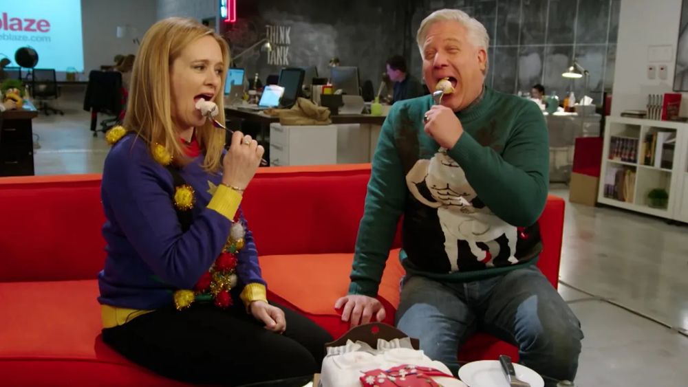 Samantha Bee and Glenn Beck eating ice cream during his lib redemption tour