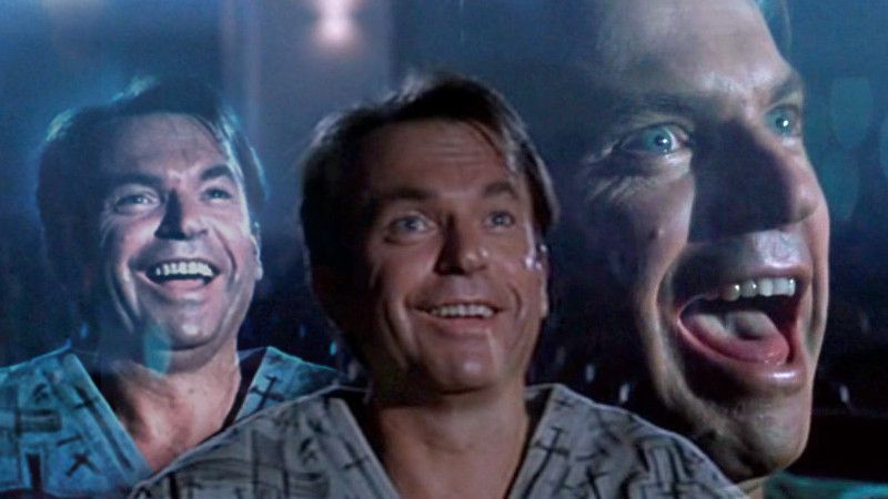 sam neil laughing like crazy at the end of in the mouth of madness