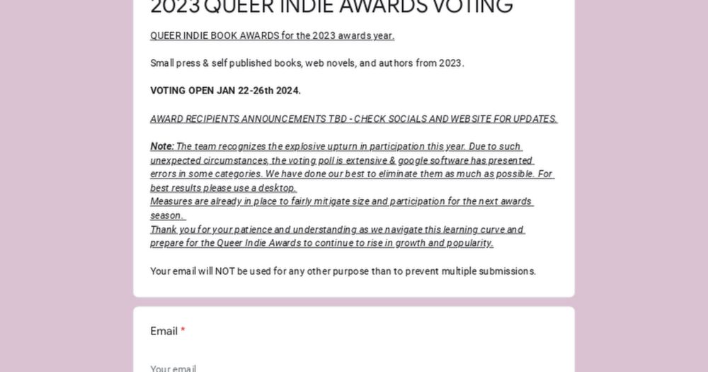 2023 QUEER INDIE AWARDS VOTING