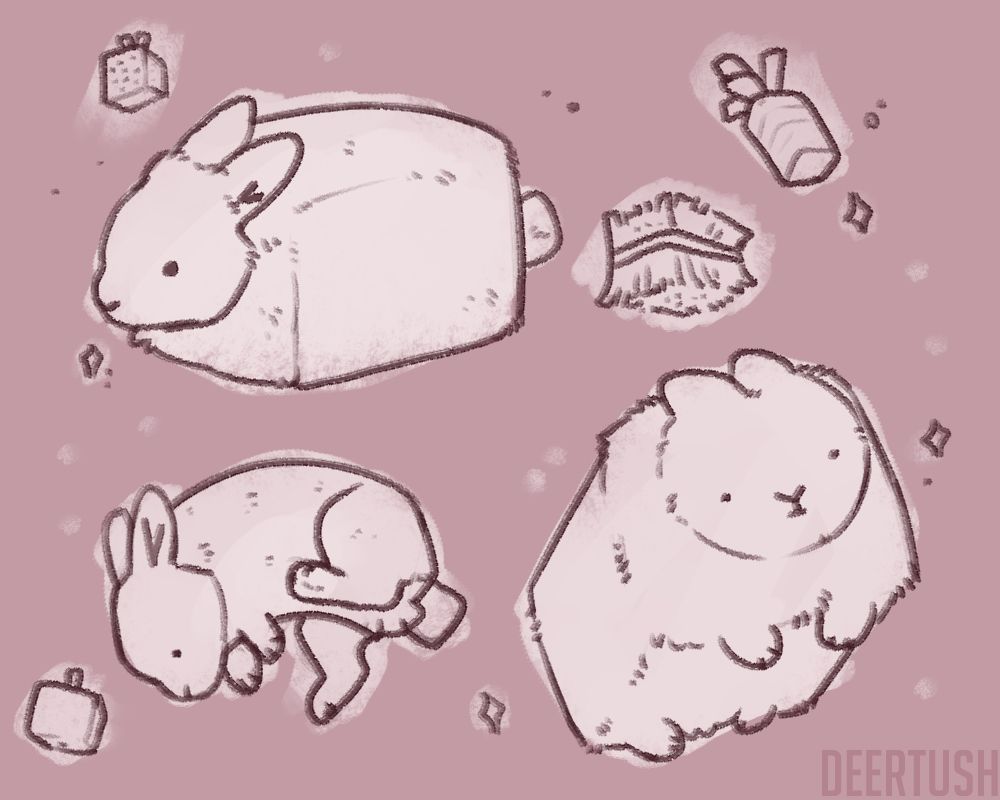 sketches of square bunnies