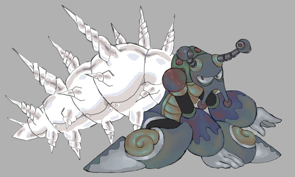 Crystal Snail with a spiky, white shell.