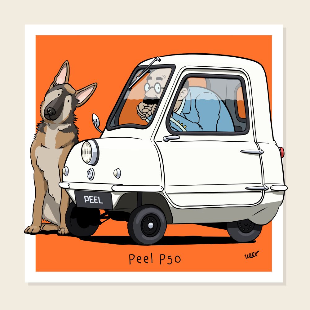 Ligne claire illustration of a Peel P50
