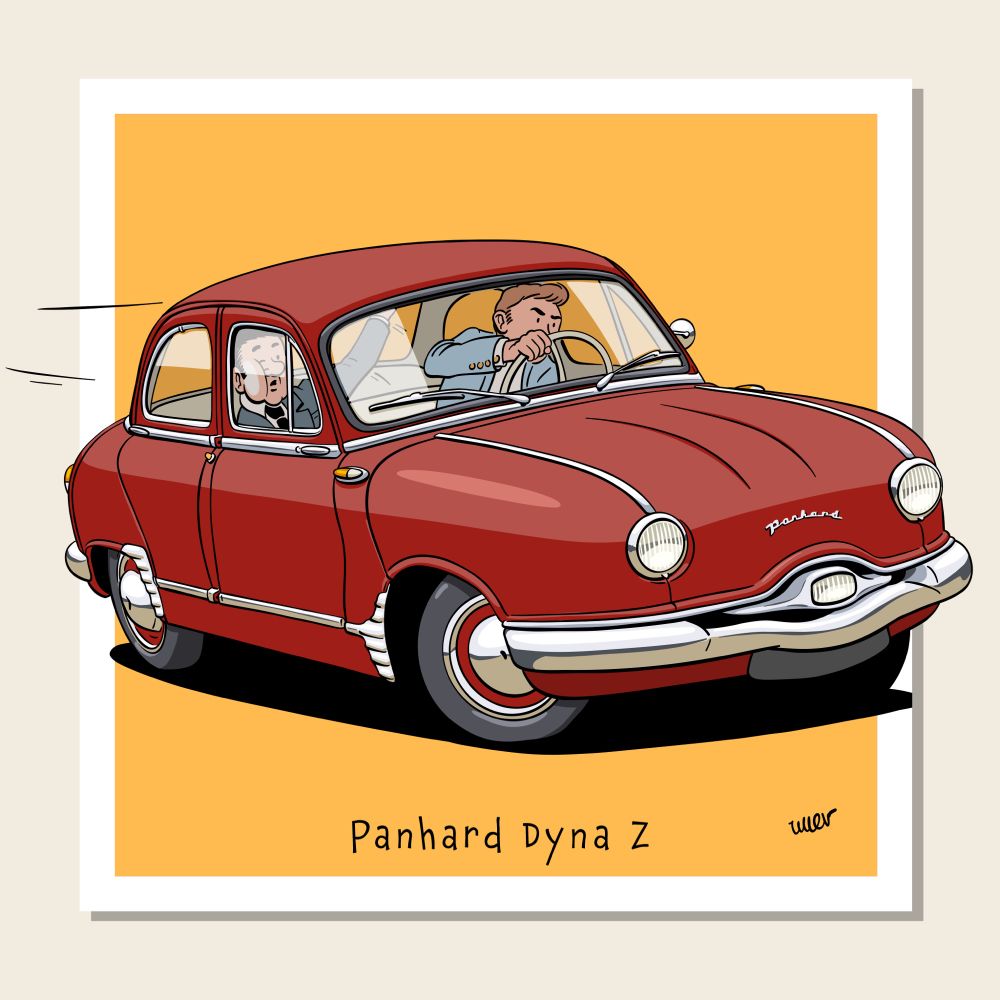 Ligne claire illustration of a Panhard Dyna Z
