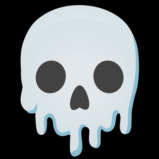 Giant emoji of a melting skull
