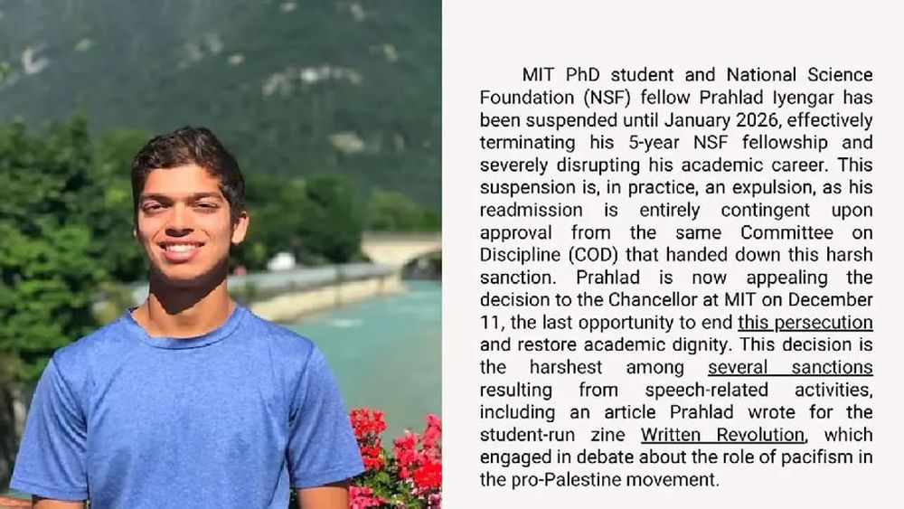 Indian-origin PhD student expelled from MIT for writing an essay on Palestine!