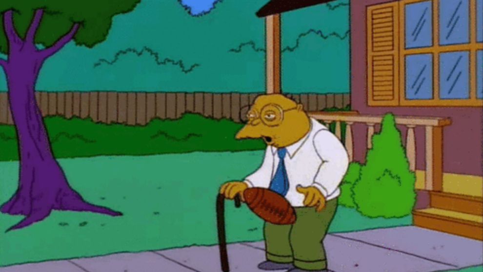 hans moleman getting a football to the dick