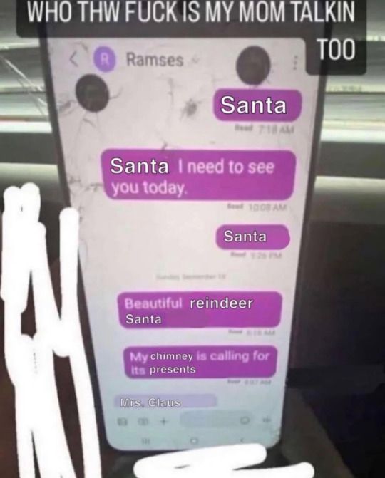 Meme about mom texting santa