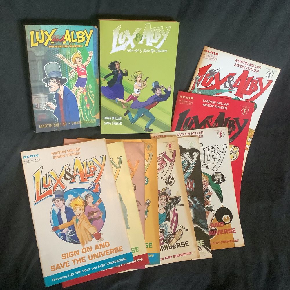 Lux and Alby Sign On and Save the Universe, a graphic novel by Martin Millar and Simon Fraser.