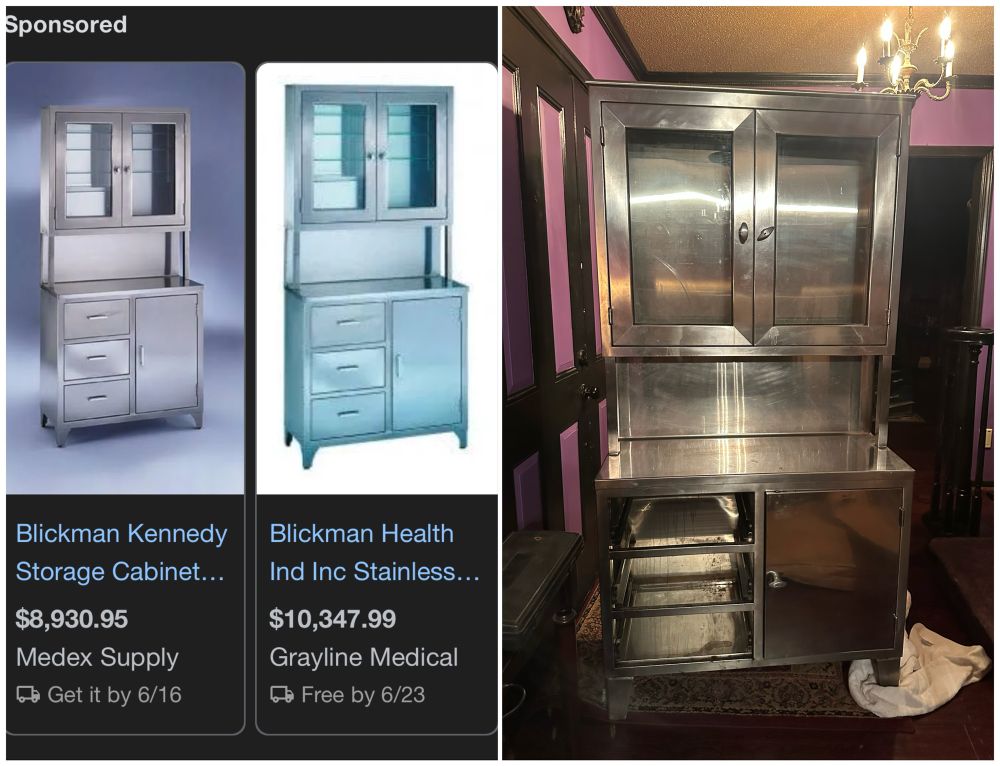 Side by side prices for Blackman medical cabinets 