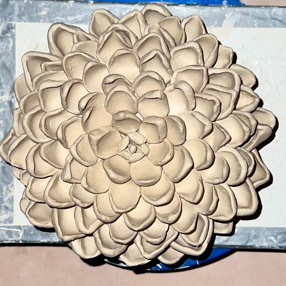Three-dimensional sculpture of a sedum succulent plant made from Laguna B-Mix clay