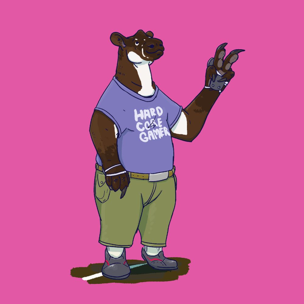 An urban brubafa shows off an outfit they picked up at one of Gokatsa's many outdoor shopping malls. Donning a purple shirt, khaki green slacks, and the hottest new kicks, many brubafa prioritize a mix of style and comfort.