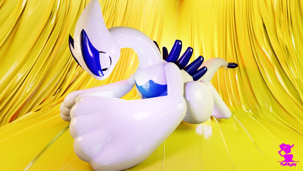 a lugia, the pokemon, as an infaltable toy