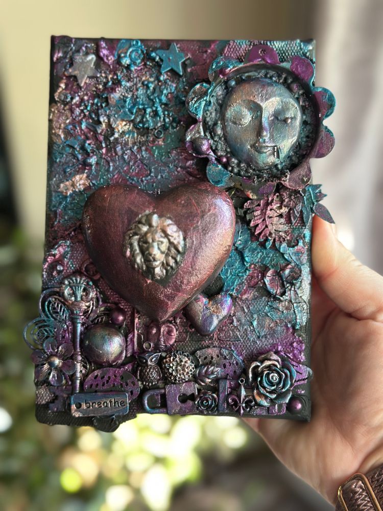 Mixed media painting with a heart