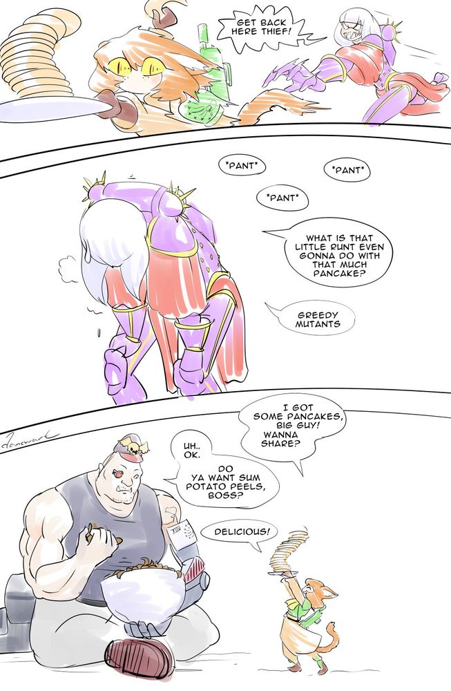 Warhammer40k parody comic page about a pancakes