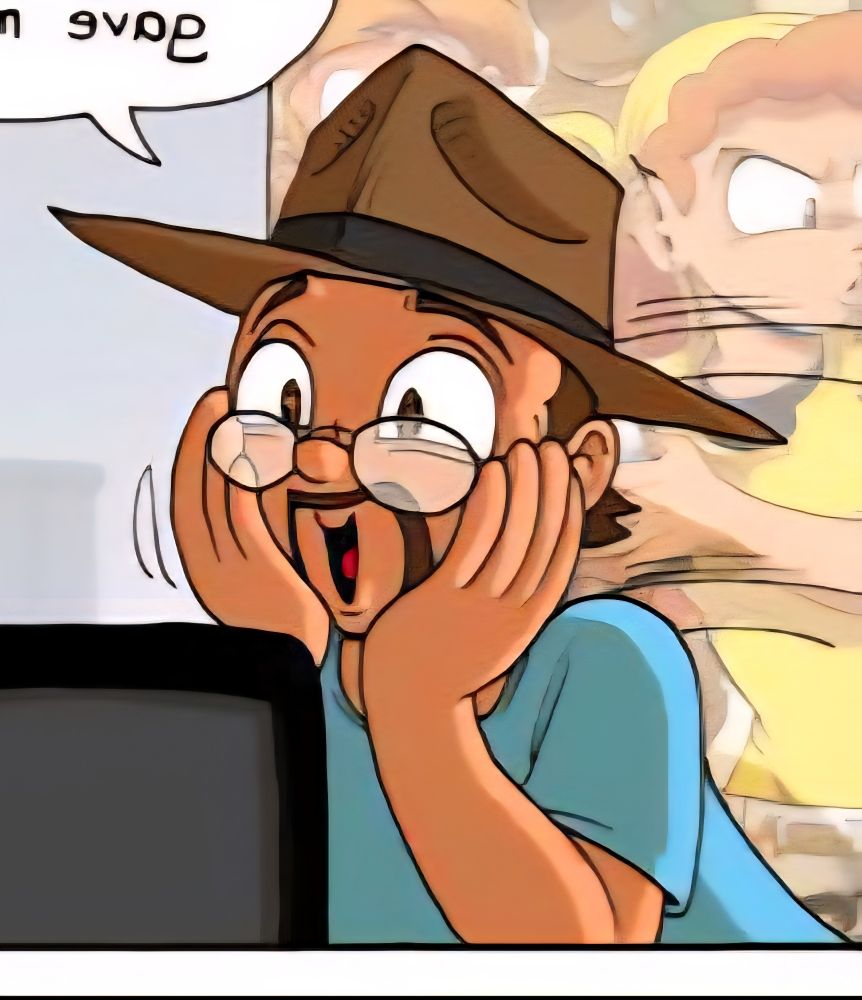 Andrew Dobson's shitty cartoon avatar with a brown beard, glasses, and ugly hat