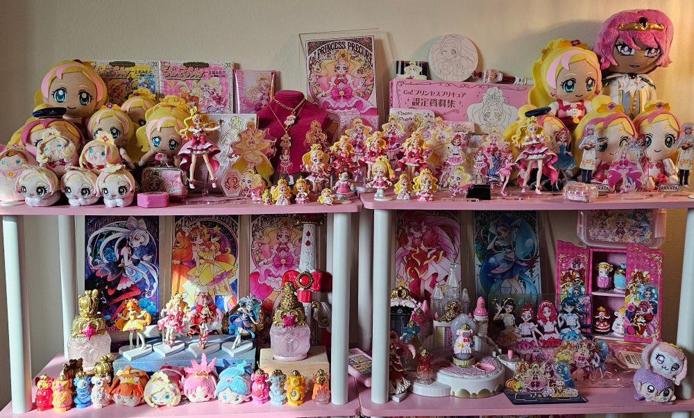 A picture showing my Go! Princess Precure and Cure Flora collection