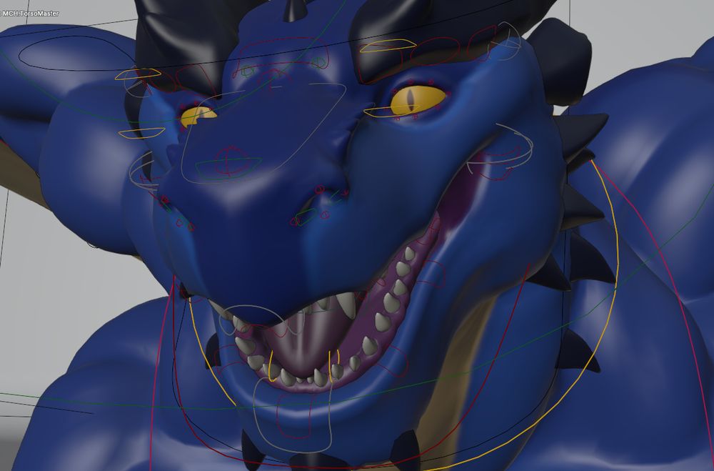 3D screenshot of a buff anthro dragon's face rig
DDArtTag