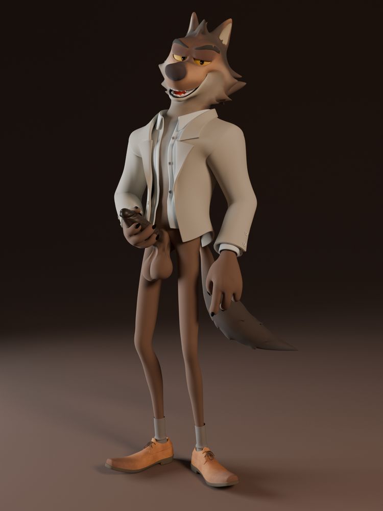 3D render of Mr. Wolf holding his fat cock. He is wearing his jacket and unbuttoned shirt, but no pants.

DDArtTag