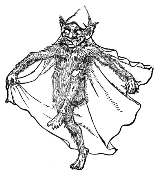 A capering bogle as depicted in "English Fairy Tales" by Joseph Jacobs.