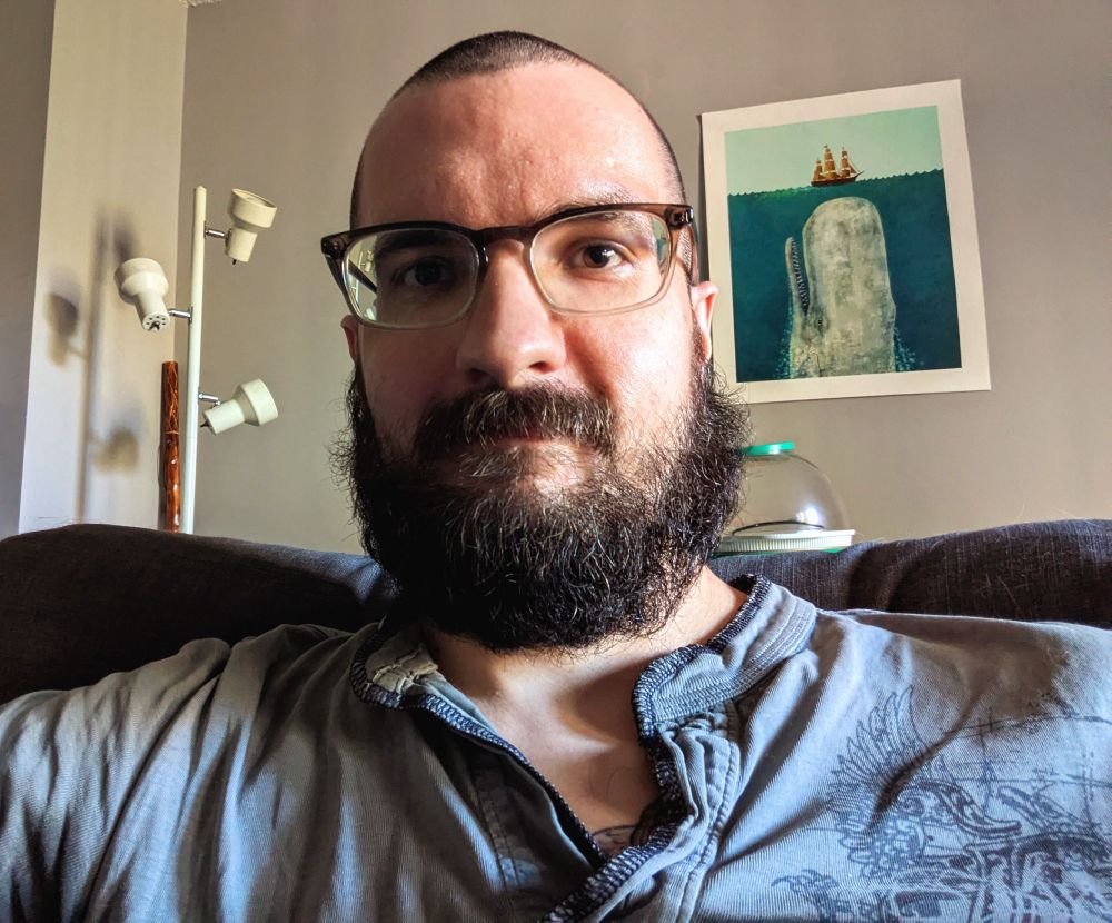 Selfie of a bearded man with glasses 