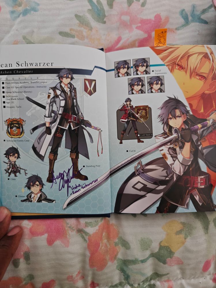 Trails of Cold Steel III collector's book signed for Rean.