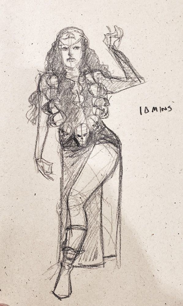 The same model, drawn in pencil. A 10 minute pose