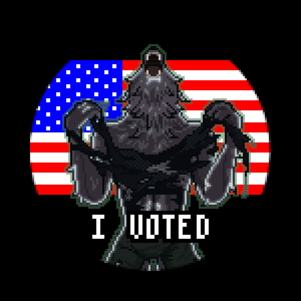 Pixel art version of the werewolf I voted sticker