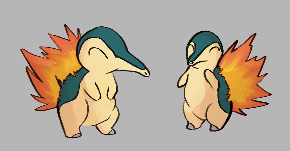 two cyndaquils. The one on the ;ef 