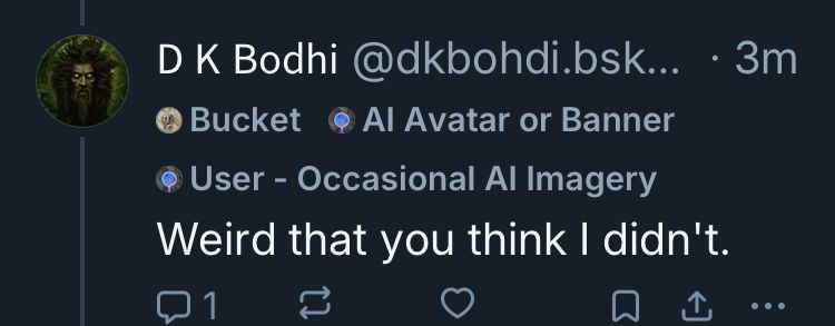 OP has been labeled by a list that tracks accounts that use AI avatars and AI imagery 