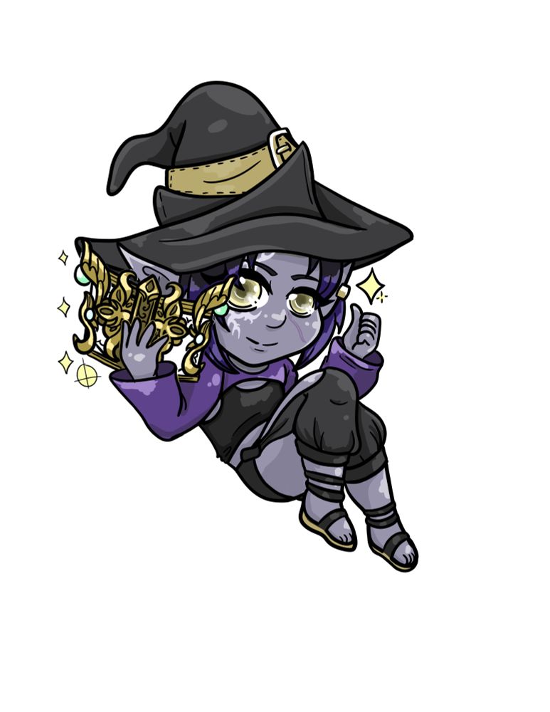Dark elf WoL with a mage hat holding a scolar tombstone