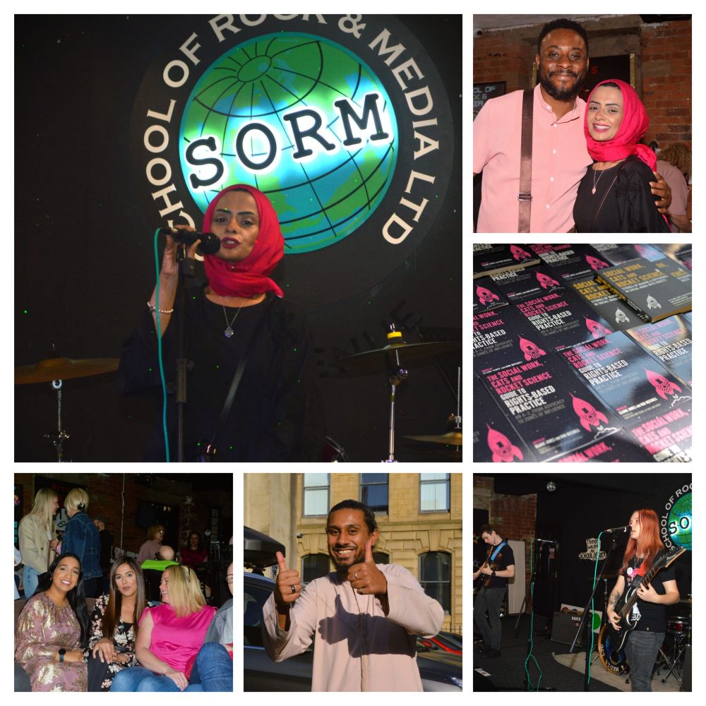 Photographs from the event to launch the book Social Work Cats and Rocket Science and A to Z of Rights Based Practice at the School of Rock and Media in Bradford