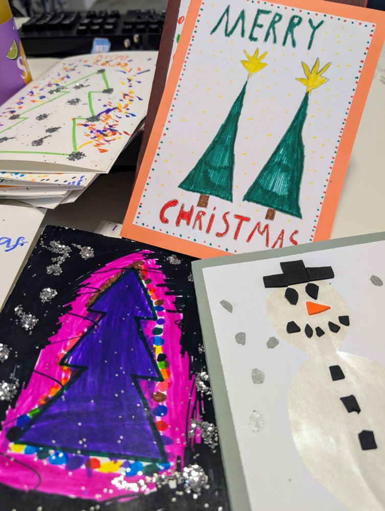 Hand made happy holiday cards made by children with special educational needs and disabilities 