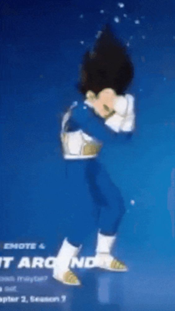 vegeta is dancing in a video game with a blue background