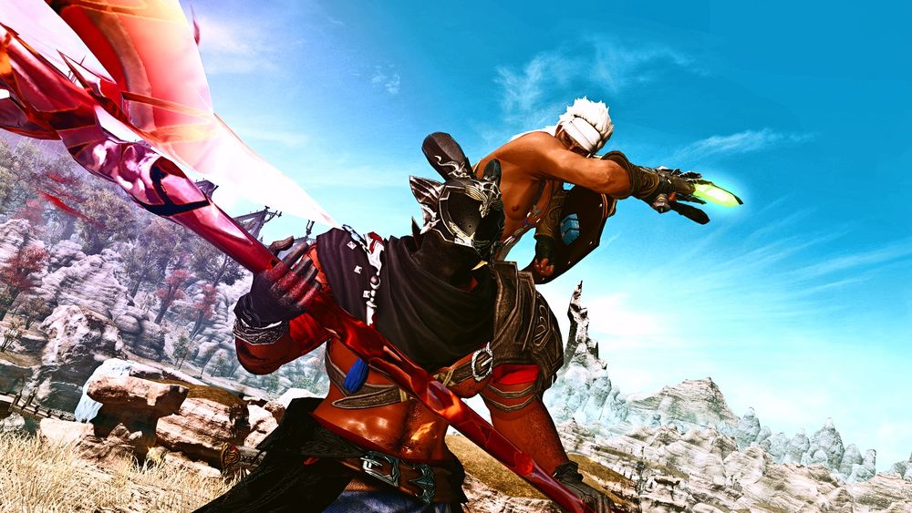 Nicholas is shown wearing his Centurion gear while training with Lyon Rem Helsos. But he's faced in the wrong direction as Lyon has jumped behind him to swing at Nick's open back.