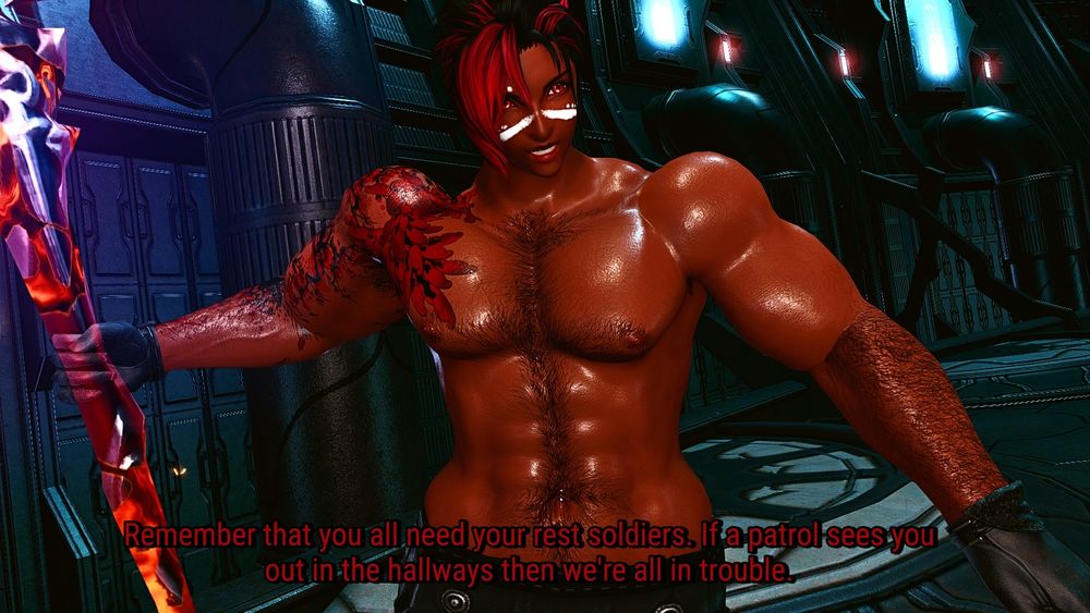 A very shirtless Imperial Centurion Nicholas is roaming the halls of the Dalriada. Telling anyone he sees that they need to rest. But also that if a hallway patrol spots them that everyone out in the halls gets in trouble.