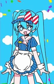 a drawing of a girl wearing a maid outfit and a hat