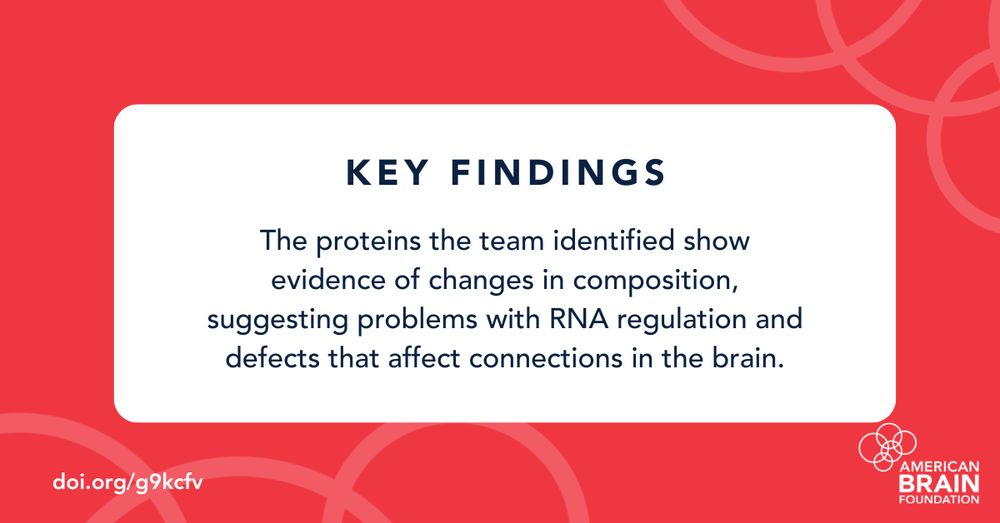 Key findings: the proteins the team identified show evidence of changes in composition, suggesting problems with RNA regulation and defects that affect connections in the brain.