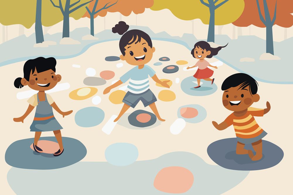 Illustration of children on a playground.