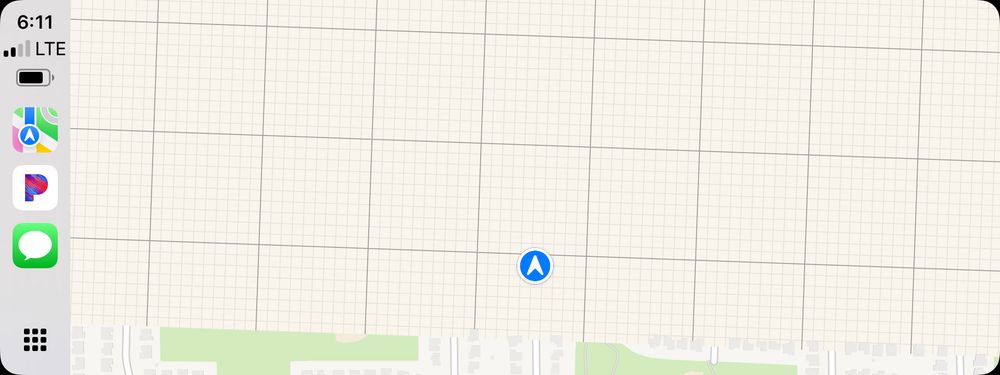 As I drive, the GPS glitches and fails to render anything beyond the park. 