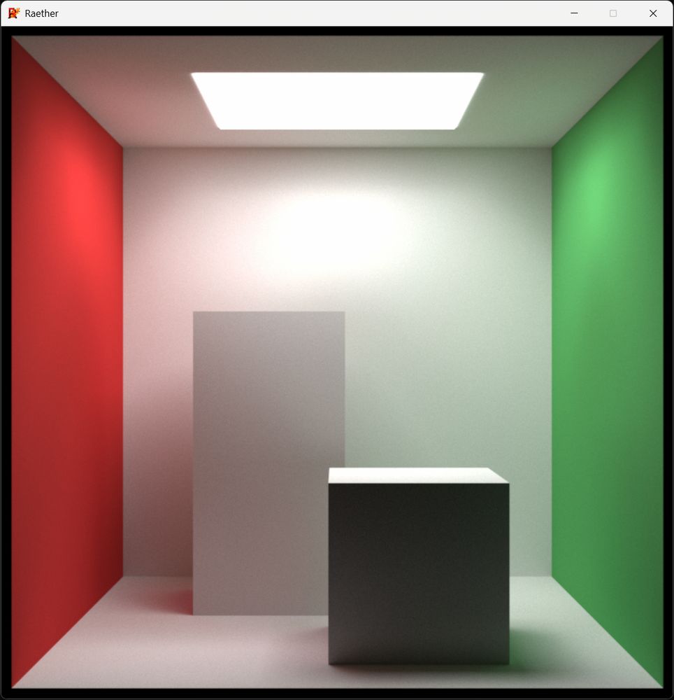 Two small diffuse white boxes placed inside a Cornell Box.