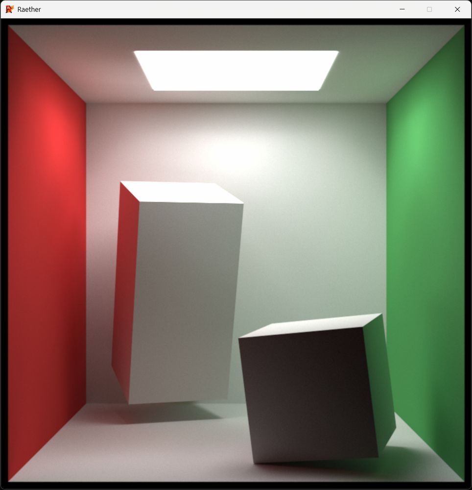 Two small diffuse white boxes placed inside a Cornell Box with rotation and translation applied.